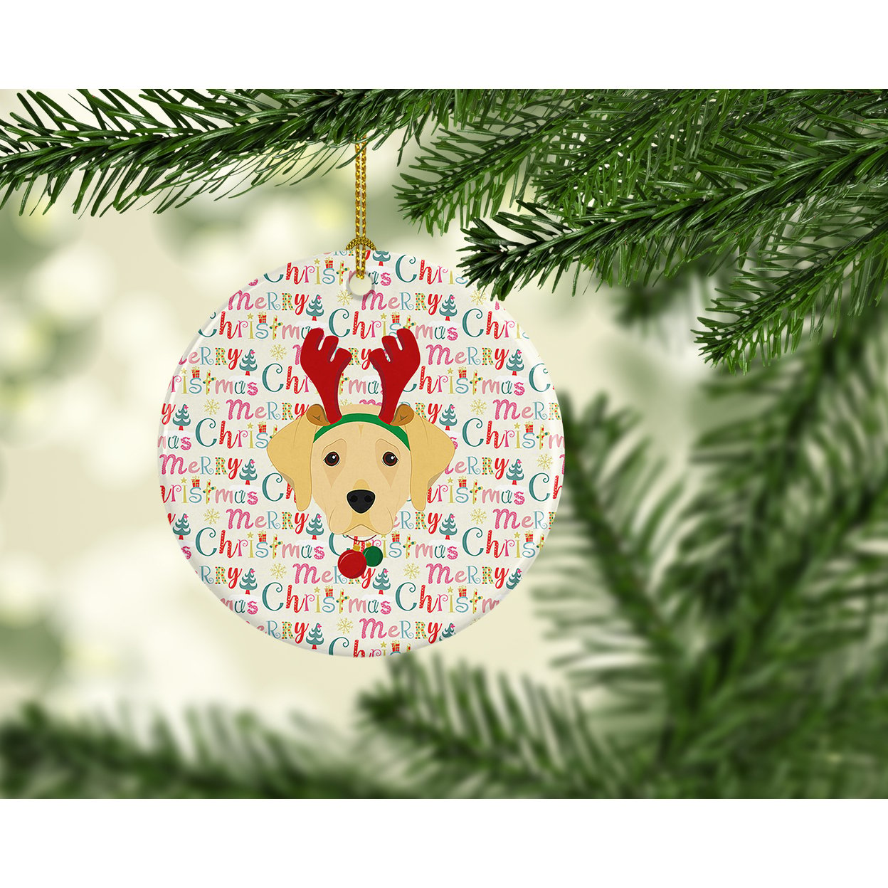 Labrador Retriever Merry Christmas Ceramic Ornament 2.8 in x 2.8 in