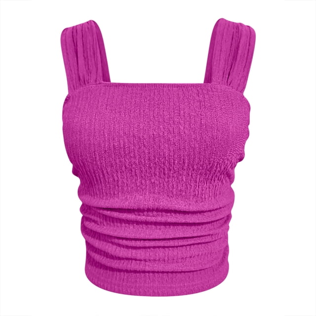 AherBiu Débardeurs Courts pour Femmes 2024 Tendance Été Ajusté Camisole Col Carré Sans Manches