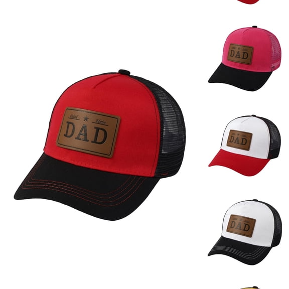 ZHOGXU Father'S Day Mens Baseball Cap Letter Print Mesh Wide Brim Fashion Comfortable Summer Cap For Outdoor Activities And Everyday Wear,Red,One Size