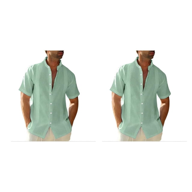 Camisa Qarigey con botones para hombre estilo informal Verde XXXL