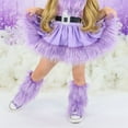 thumbnail image 3 of Diconna Girl's Faux Fur Leg Warmers Solid Color Soft Cozy Fuzzy Boot Cuff Cover Party Costumes, 3 of 8