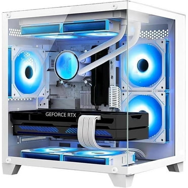 Hoengager Gaming PC -AMD Ryzen 5 5600X 3.7 GHz-RTX 3060 12GB -32GB DDR4 RAM-1TB M.2 SSD-240 Liquid Cooler -WIFI &Bluetooth -RGB Fans-Windows 11 Pro Desktop Computer-White