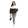 thumbnail image 3 of Women's Winter Warm Sweatshirt Fuzzy Fleece Sweatshirt Long Sleeve 1/4 Zip Pullover Sherpa Sweatshirt Color Block Winter Fluffy Coat Jumper Tops with Pockets, S-2XL, 3 of 7