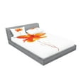 thumbnail image 2 of Ambesonne Nature Fitted Sheet & Pillow Sham Set, Romantic Poppy, Full, White Orange, 2 of 2