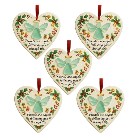 Shoreew Sea Glass Angel Ornament Friends Are Angels Sea Glass Art Christmas Ornament Friendship Heart Keepsake for Best Friends