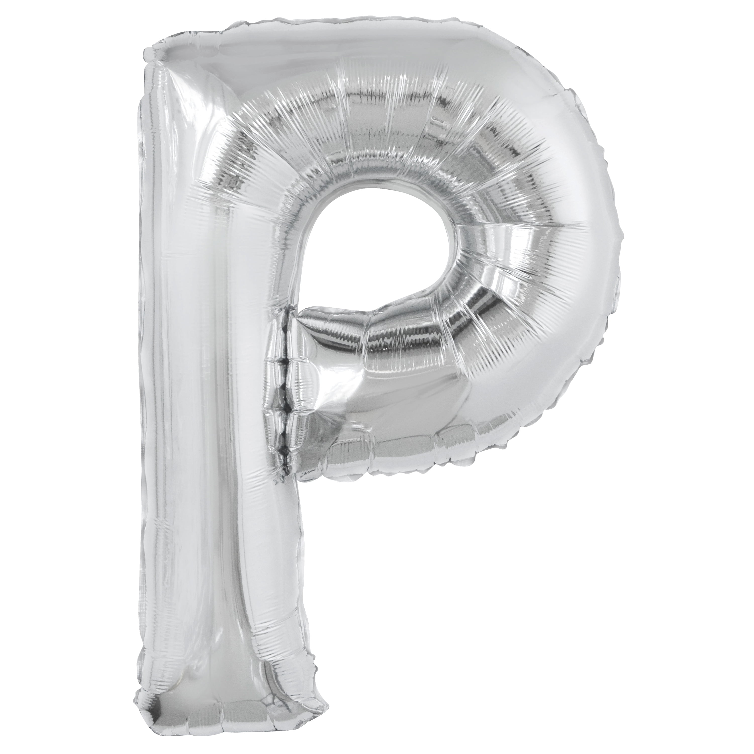 Foil Big Letter Balloon, P, 34 in, Silver, 1ct