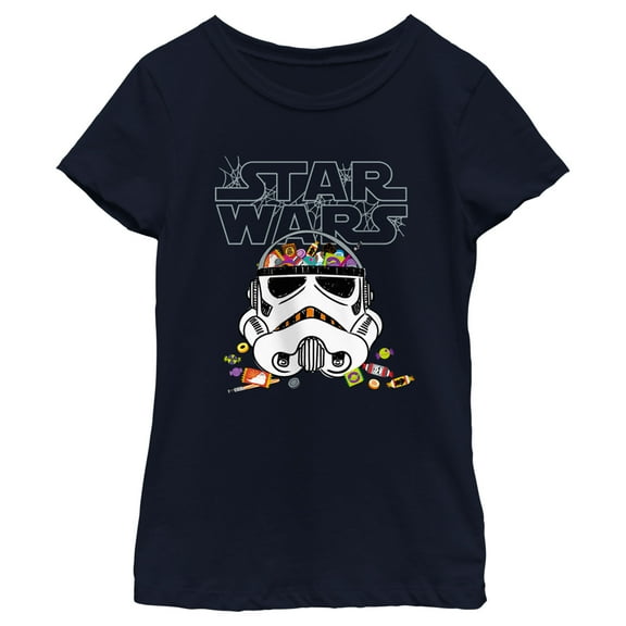 Girl's Star Wars Stormtrooper Basket Graphic Tee Navy Blue Small