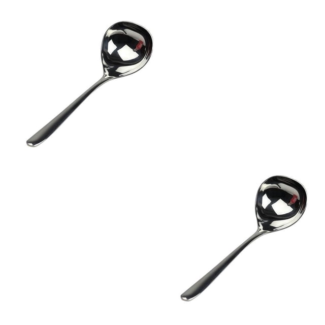 Bewildely 1 Uds. Cuchara para sopa cuchara de acero inoxidable con acabado de espejo cuchara para sopa grande Buffet banquete cena vajilla utensilios de plateado y mango corto 2piezas Bewildely CBP111630