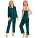 thumbnail image 4 of Conjunto de pijama SWOMOG satén para mujer, 4 unidades, verde oscuro, talla L, 4 of 6