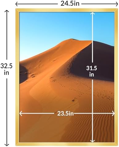 24x32 Picture Frame for Wall Display, 24x32 Gold Picture Frame with HD Plexiglas, 24 x 32 Poster Frame 1 Pack, Display Frame for Vertical or Horizontal, Classic Collection