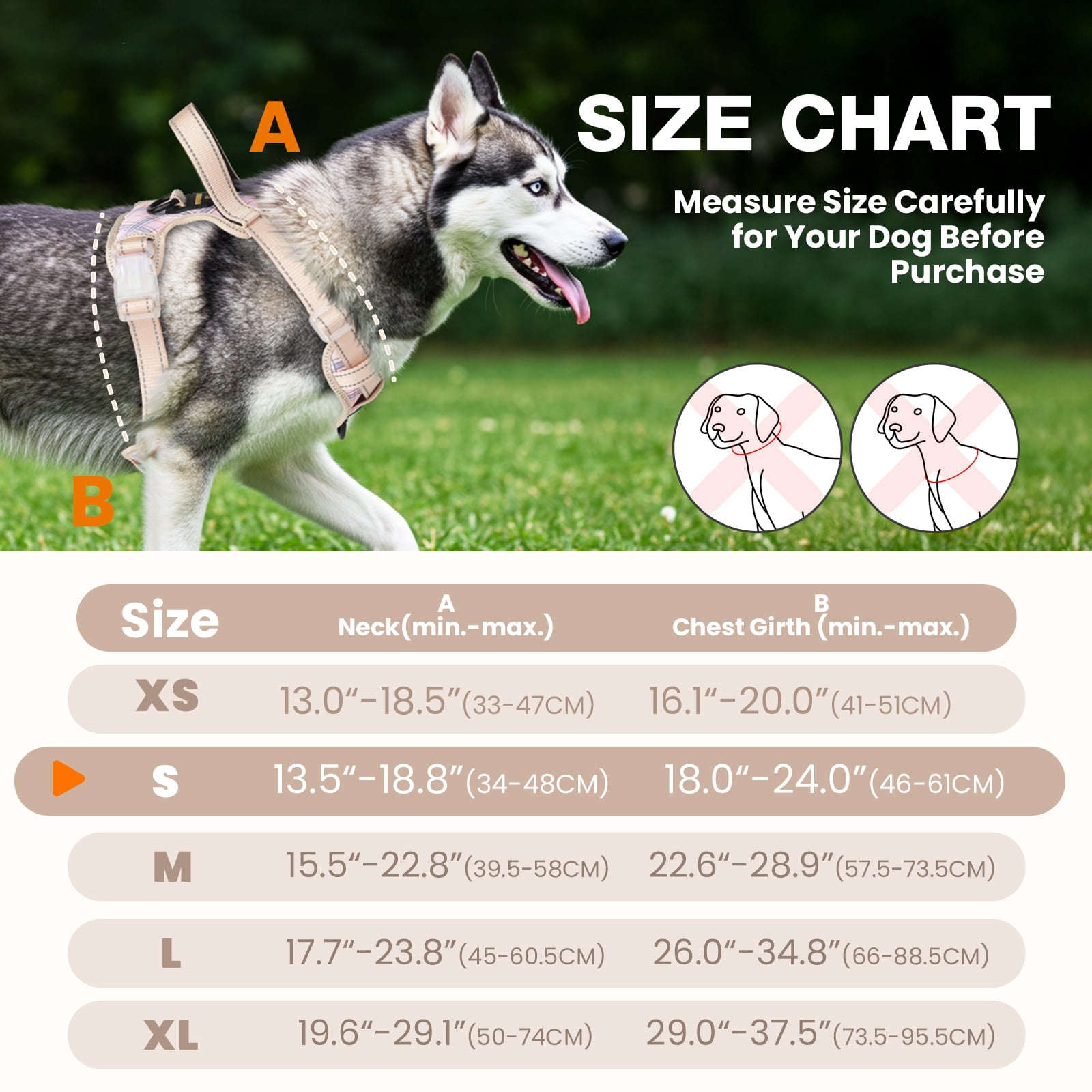 MASBRILL No Pull Dog Harness Reflective Dog Vest Harness with Handle , Breathable Padded Dog Chest Harness Adjustable for Small Dog,New Striped-Beige