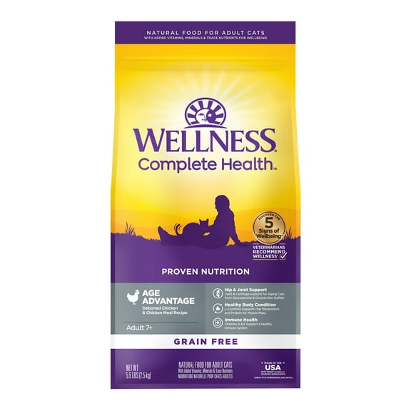 Wellness Complete Health Grain Free Age Advantage Dry Cat Food, 5 Pound Bag