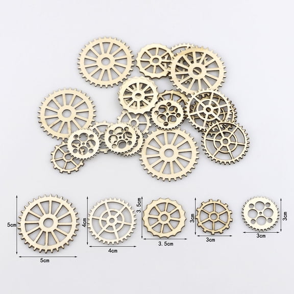 BALAHAPY Miniature Decor Wooden Gear Shape Diy Crafts 100Pcs 1.96x1.96x0.07In