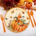 thumbnail image 5 of 20-Pack 9x9in Square Disposable Paper Plates - Pumpkin Maple Leaf Design, Food Safe Premium Paper Fall Colors Thanksgiving Party Supplies Multicolor, 5 of 6