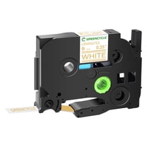 GREENCYCLE 1PK Compatible for Brother TZ TZe 224 TZ-224 TZe-224 TZ224 Label Maker Tape Standard Laminated 9mm 0.35" Gold on White Label Tape