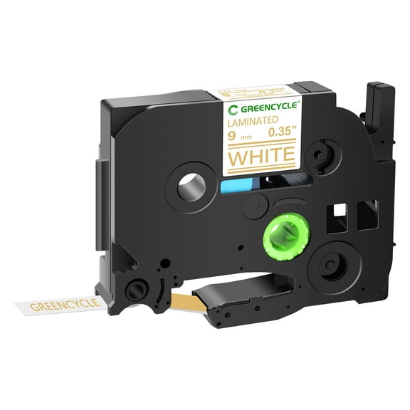 GREENCYCLE 1PK Compatible for Brother TZ TZe 224 TZ-224 TZe-224 TZ224 Label Maker Tape Standard Laminated 9mm 0.35" Gold on White Label Tape