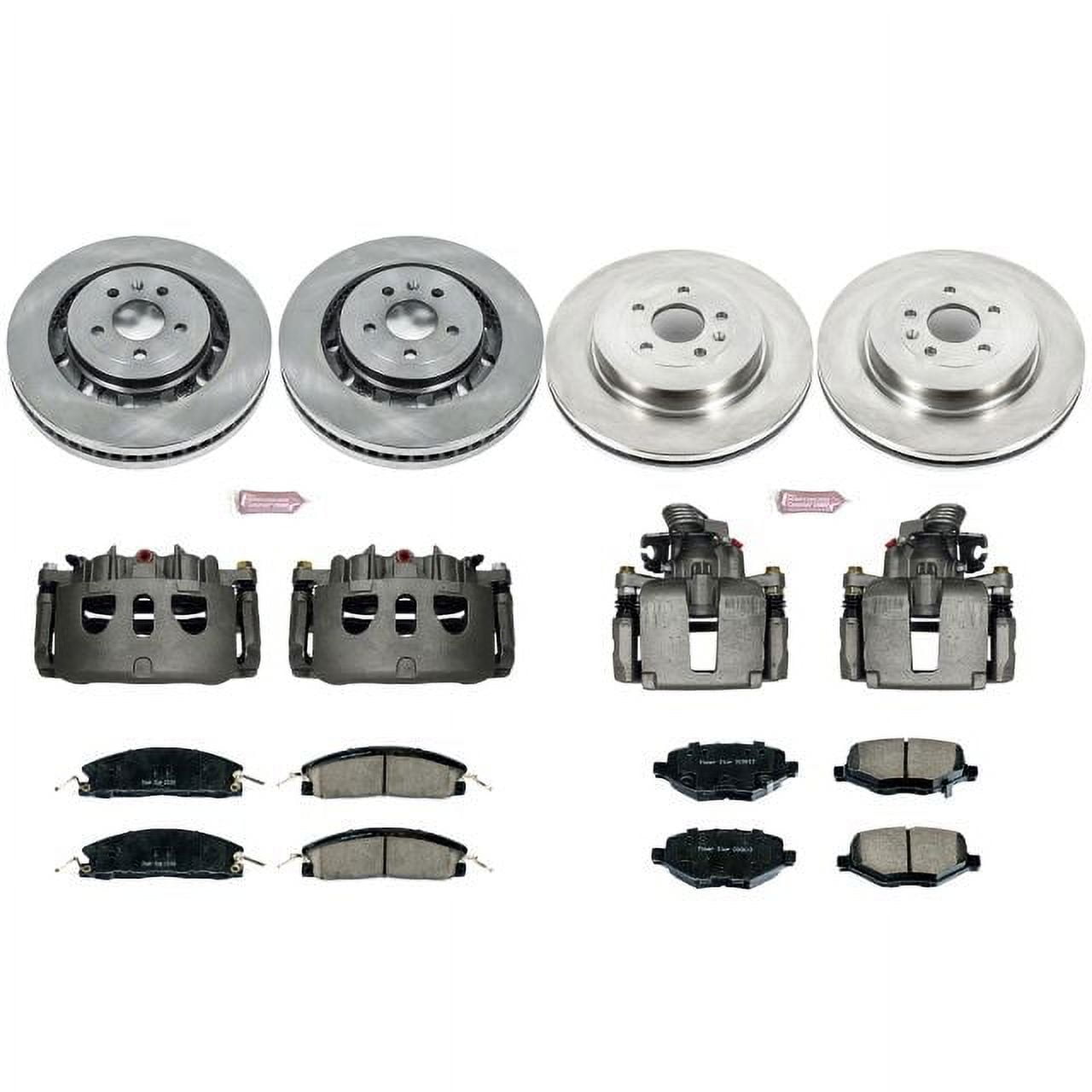 PowerStop Front and Rear Stock Replacement Brake Pad and Rotor Kit with Calipers Fits: FORD LINCOLN Select Models KCOE6375