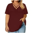 thumbnail image 2 of Diufon Womens T Shirts Summer Casual Short Sleeve V-Neck Shirts Trendy Loose Basic Tee Tops with Pocket, 2 of 8