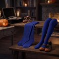 thumbnail image 6 of Solid Color Over The Knee Thigh High Socks, Halloween Costume Long Stockings for Women Party Dress Up Royal Blue, 6 of 9