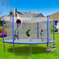 thumbnail image 3 of 16FT Trampoline with Soccer Goal, SEGMART Recreational Trampoline with Basketball Hoop and Ladder, Heavy Duty Outdoor Backyard Trampoline with Net for Kids and Adults, Green, 3 of 12