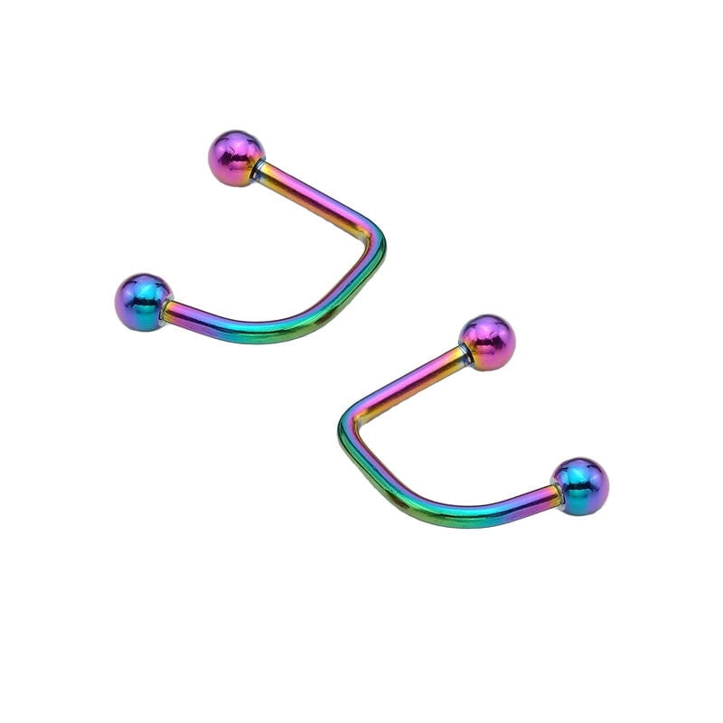 Labret Lip Twist 2pc Jewelry Loop Piercing Anodized Titanium Surgical Steel 16G