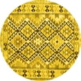 thumbnail image 1 of Ahgly Company Machine Washable Indoor Round Southwestern Yellow Country Area Rugs, 3' Round, 1 of 4