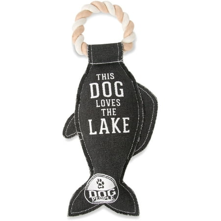 Pavilion - This Dog Loves The Lake - Fish 13 Inch Large Canvas Tug Of War Dog Rope Toy - Sturdy &