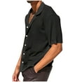 thumbnail image 7 of Lenago Mens Button Down Shirt Casual Solid Color Knit Hollow Turn Over Collar Short Sleeve Shirts, 7 of 7