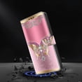 thumbnail image 4 of Funda de cuero con estampado 3D para Motorola Moto G04 4G, diseño de mariposas y flores, 3745933999553, estilo G, para Motorola Moto G04 4G, color oro rosa, 4 of 5