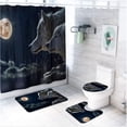 thumbnail image 1 of FMSHPON Moon Wolf Dark Night Cool Style 4 Piece Bathroom Set Shower Curtain Bath Rug Contour Mat and Toilet Lid Cover, 1 of 8