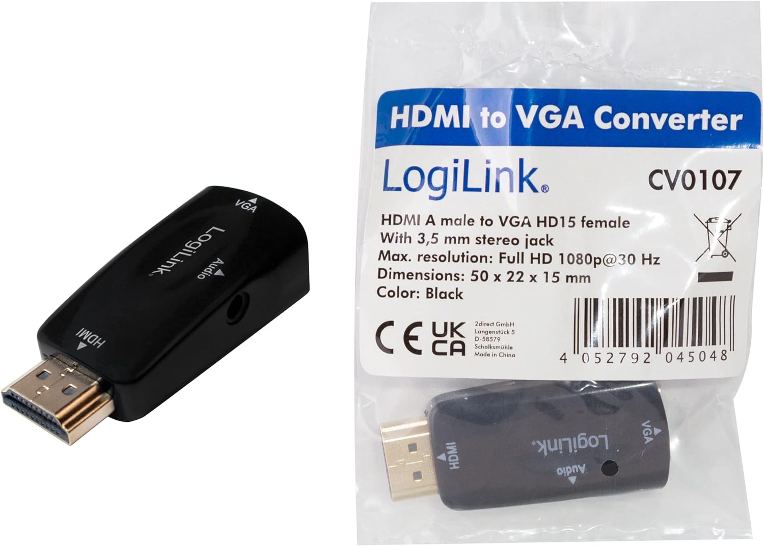 LogiLink HDMI (Stecker) zu VGA plus Audio Konverter mit AG6200 Chipsatz ohne Reduzierung des Si