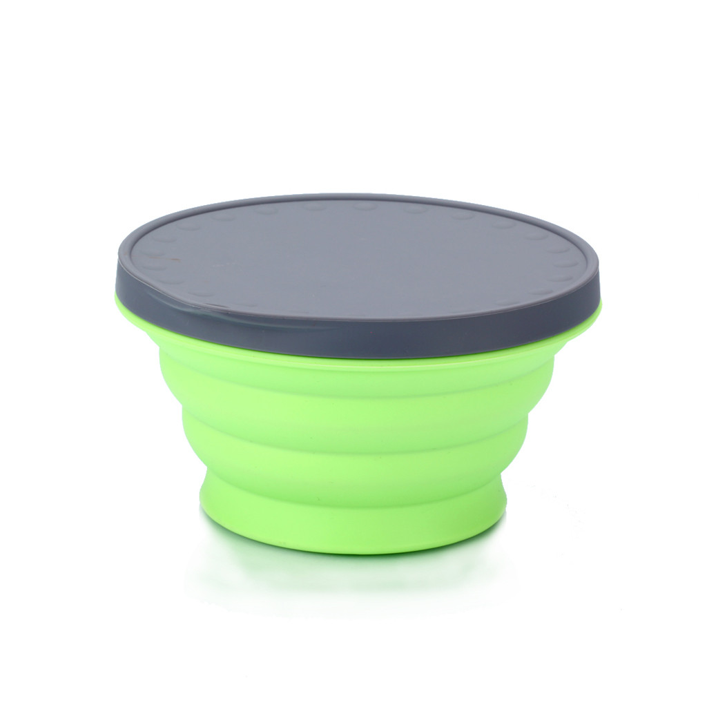 Outdoor Portable Silicone Folding Bowl With Lid Folding Cup Picnic