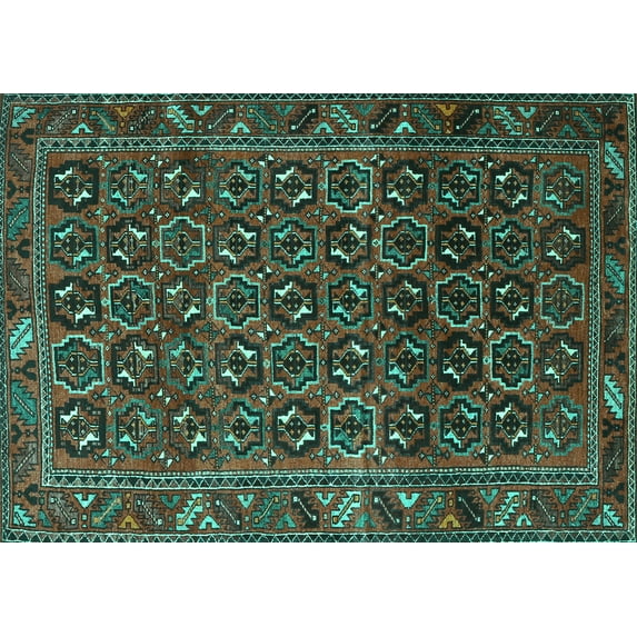 Ahgly Company Indoor Rectangle Persian Turquoise Blue Traditional Area Rugs, 2' x 3'