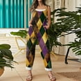 thumbnail image 4 of Fgvctg Mardi Gras Women's Jumpsuit Sleeveless Carnival Party Spaghetti Straps Overalls Festival Wide Leg Pant Mask Print Bib Overalls Romper Sprimg Pants With Pockets Ginger XXXXL, 4 of 4