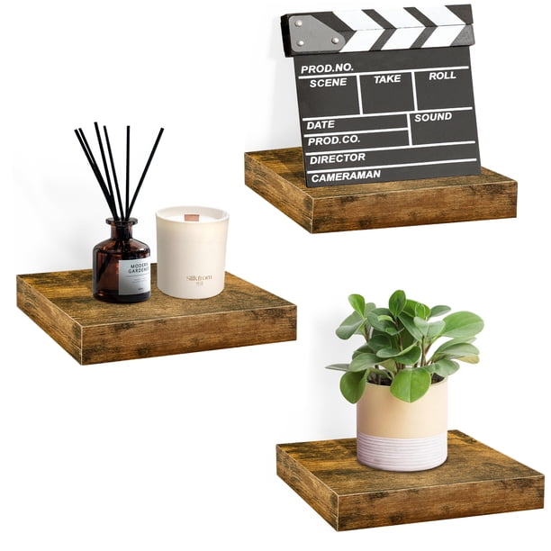 Sorbus Estantes Flotantes Repisa de Exhibición Cuadrada para Decoración en Baño, Oficina, Recámara, Tocador y Más. Estante de Almacenamiento de Madera Rústica Moderna para Pared Decorativa.