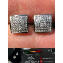 Aishvi Jewels Real Moissanite 2Ct Round Cut Men's Cluster Stud Earrings 14K White Gold Plated