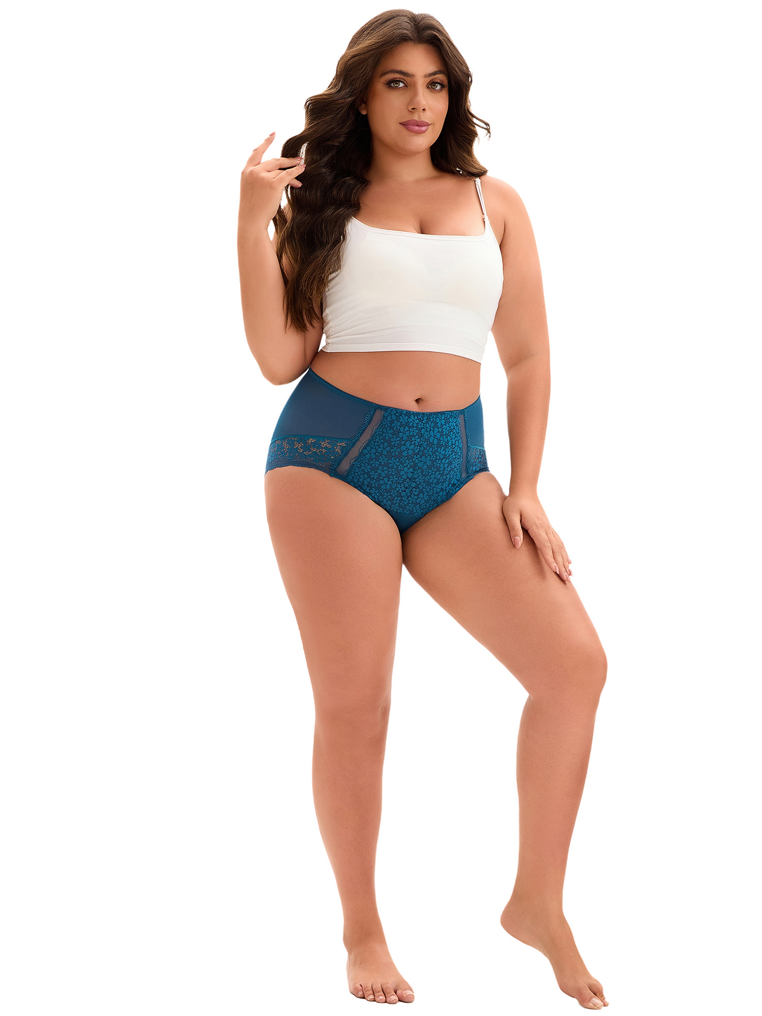 Unique Bargains Lace Trim Briefs Full Coverage Underwear S Blue