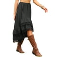 thumbnail image 4 of INSPIRE CHIC Flowy Fairy Skirt for Women Asymmetrical Lace Ruffled High Waist Vintage Skirts XS Black, 4 of 6