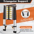 thumbnail image 4 of BOWEITI 15.5 FT Telescoping Aluminum Extension Ladder with 2 Triangle Stabilizers and Tool Tray, Heavy Duty 330lbs Max Capacity, Multi-Purpose Collapsible Ladder for RV or Outdoor Work, 4 of 9