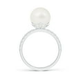 thumbnail image 2 of ANGARA Classic Freshwater Cultured Pearl & Diamond Solitaire Ring in 925 Sterling Silver for Women | June Birthstone, Birthday, Anniversary, Jewelry Gift for Women | Pearl Ring, 2 of 7