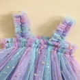 thumbnail image 4 of Robe d'Été pour Filles Tout-Petits Robe Décontractée Sans Manches à Bretelles Imprimé Étoiles Robe en Tulle Colorée Violette 3-4 Ans, 4 of 8