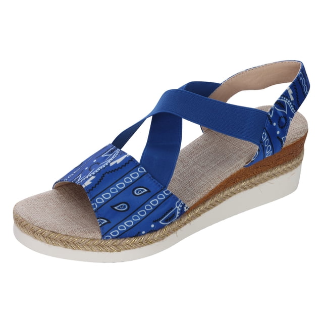 Womens Sandals Printed Beach Slippers Summer Wedge Platform Arch Support Orthopedic Shoes