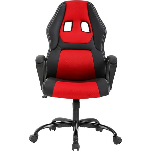 PayLessHere Gaming Chair w/Lumbar Support ，Pu Leather Adjustable Computer Chair for Adults,Red