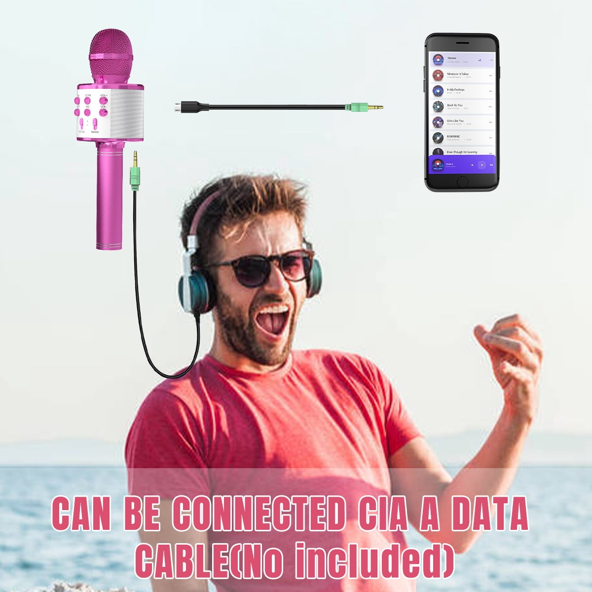 PayUSD Wireless Microphone for Kids Bluetooth Karaoke Microphone for adults 5-in-1 Portable Handheld Mic Speaker Birthday Christmas Gifts Toys for Girls Boys Adults All Age, Pink