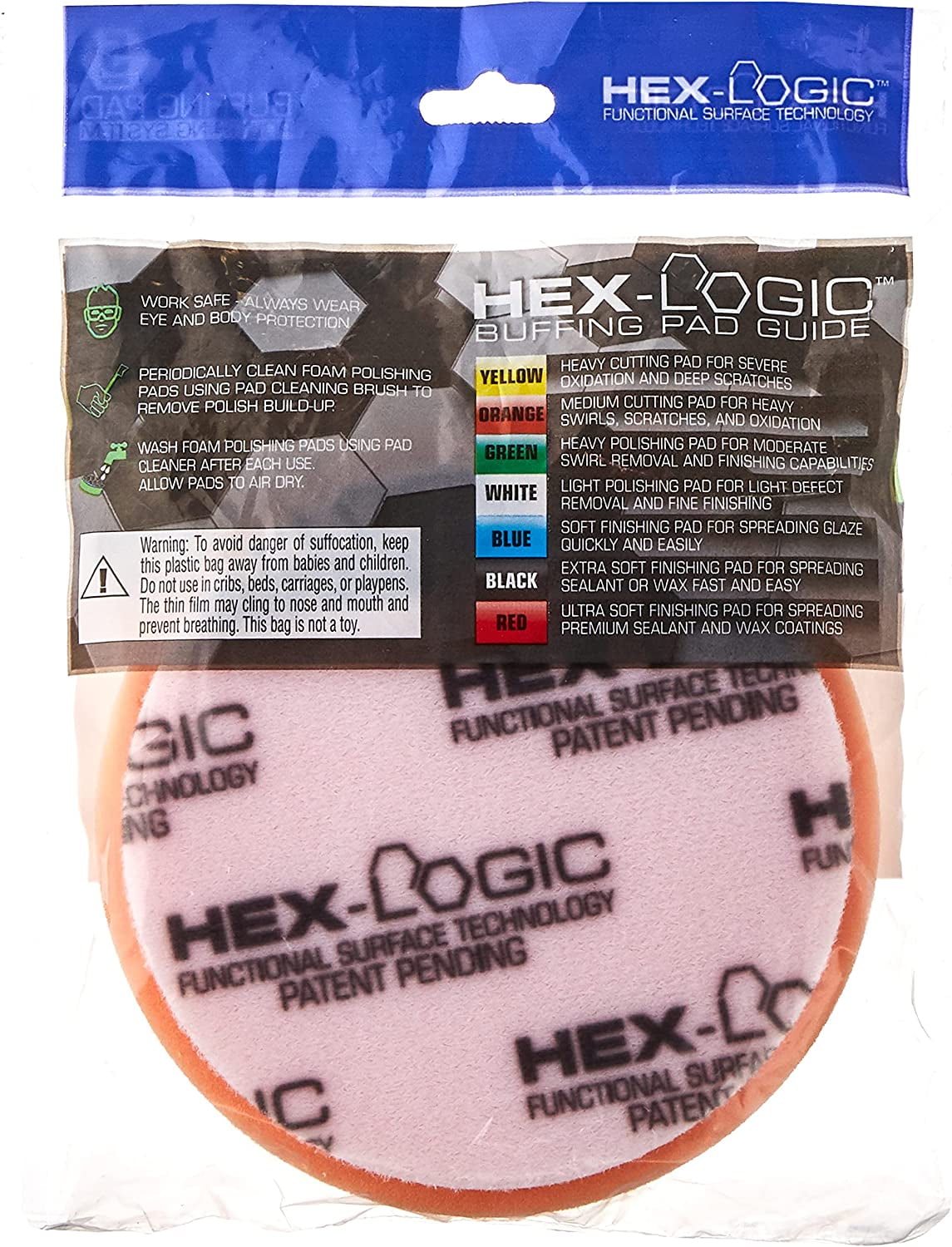 Chemical Guys BUFX 102 Hex5 Hex-logic Medium Heavy Cutting Pad Orange 5  Inch for sale online