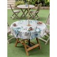 thumbnail image 3 of Outdoor Tablecloth with Umbrella Hole and Zipper, Thanksgiving Pumpkins Round Table Cloth 60 Inch Waterproof Tablecloth, Fall Eucalyptus Green Leaves Picnic Table Cover for Patio Camping, 3 of 7