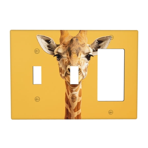 Giraffe Yellow Switch Cover Decorative Wall Plate 3-Gang 2-Toggle 1-Decor Standard Size