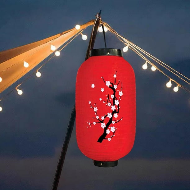 Japanese Style Lantern Decorative Hanging Japanese Eateries Decor Oriental Light RedBottomSmallFloral