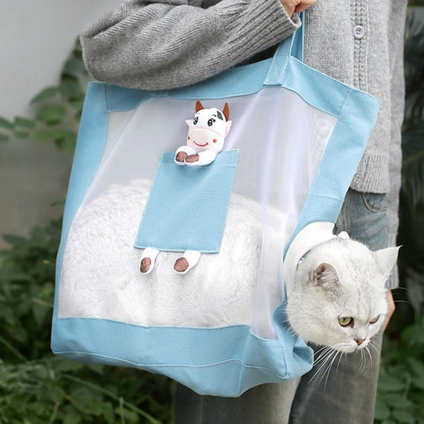 Bolso de hombro bolsa portamascotas para perro gato portatil resistente al desgaste bolso de viaje para gatitos bolso de viaje suave para gatos azul Walmart en linea