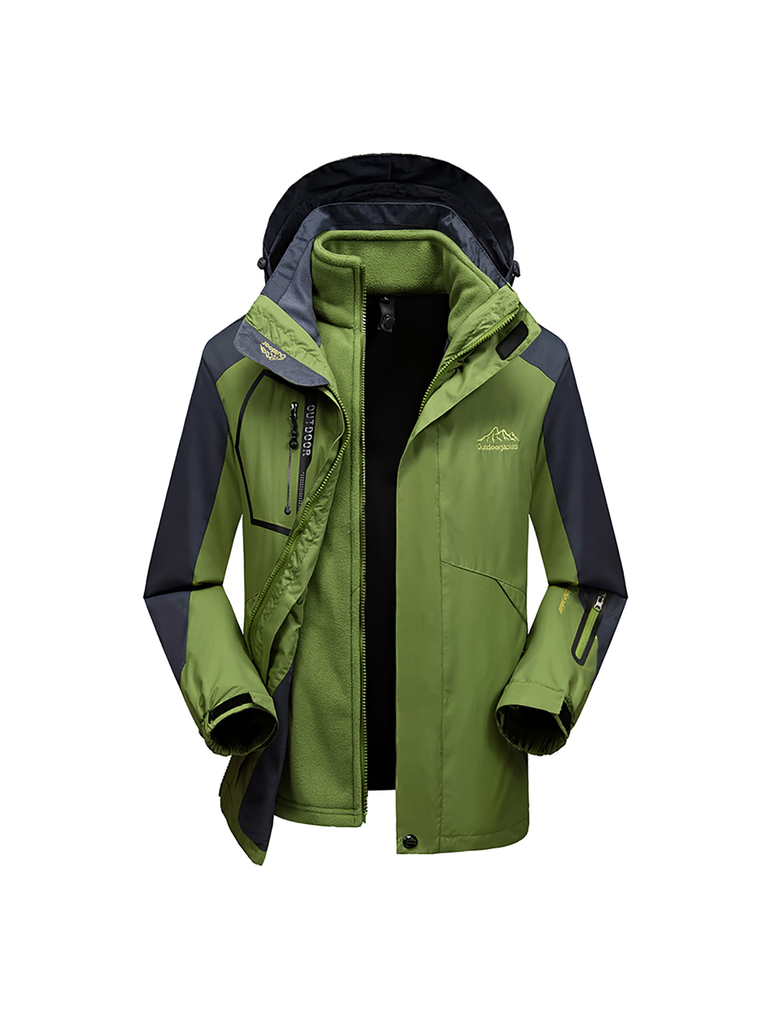 mansmoer Mens 3in1 Waterproof Breathable Coat Outdoor Camping Hiking Ski Jacket 